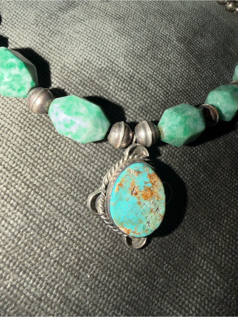 Turquoise Bead Necklace with Pendant - Women's Jewelry - Picture 2 of 6